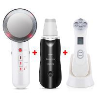 Ultrasoic Skin Scrubber Face Cleaning Peeling Machine+RF EMS LED Light Facial Massager+Far Infrared Body Slimming Cavitacion