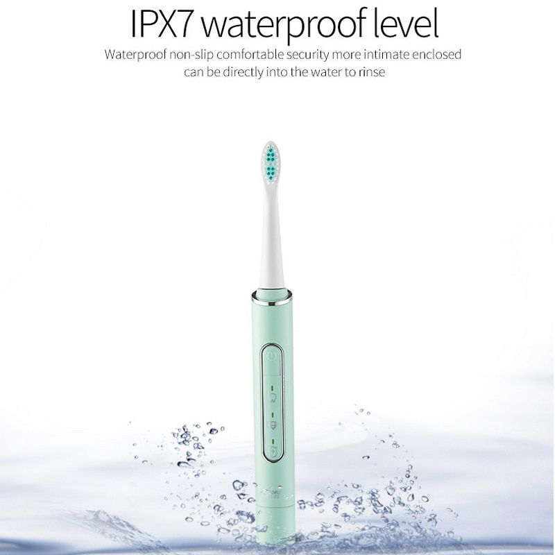 Ultrasonic Electric Toothbrush Wireless Rechargeable Sterilization Sonic Toothbrush Cleansing 2-In-1 IPX7 Waterproof Toothbrush