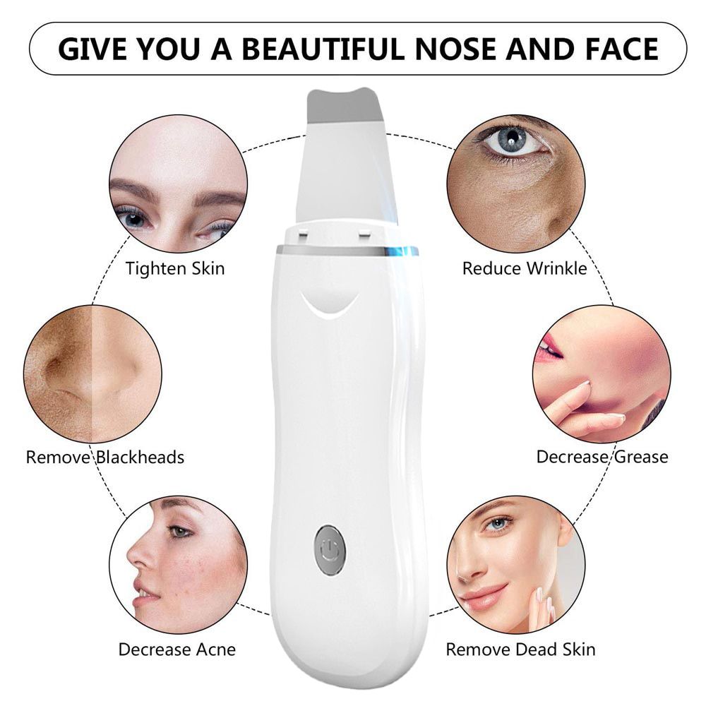 Ultrasonic Facial Skin Scrubber Cleaner Professional Face Lifting Peeling Extractor Deep Cleaning Beauty Device Mini Eye Massage