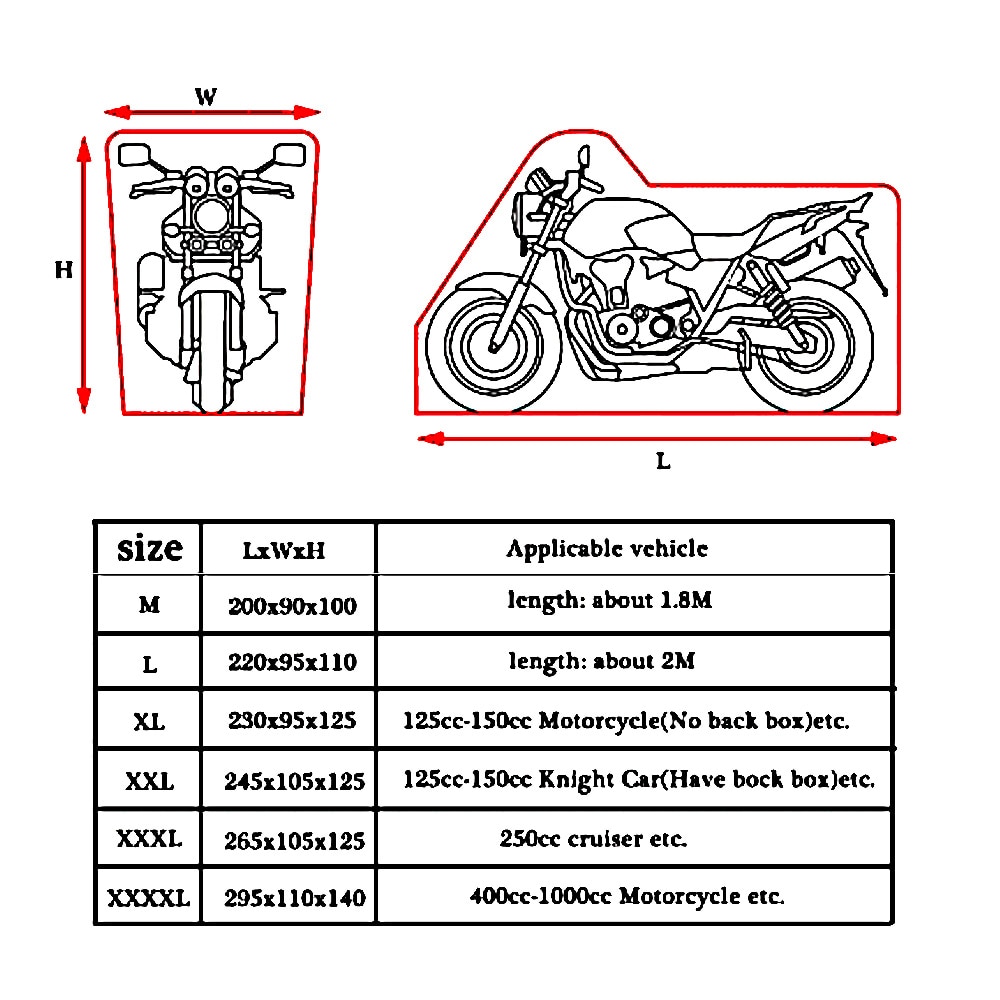 Universal Motorcycle Rain Covers M L XL 2XL 3XL 4XL Waterproof Dustproof Outdoor Motorcycle Rain Coat UV Protective Covering