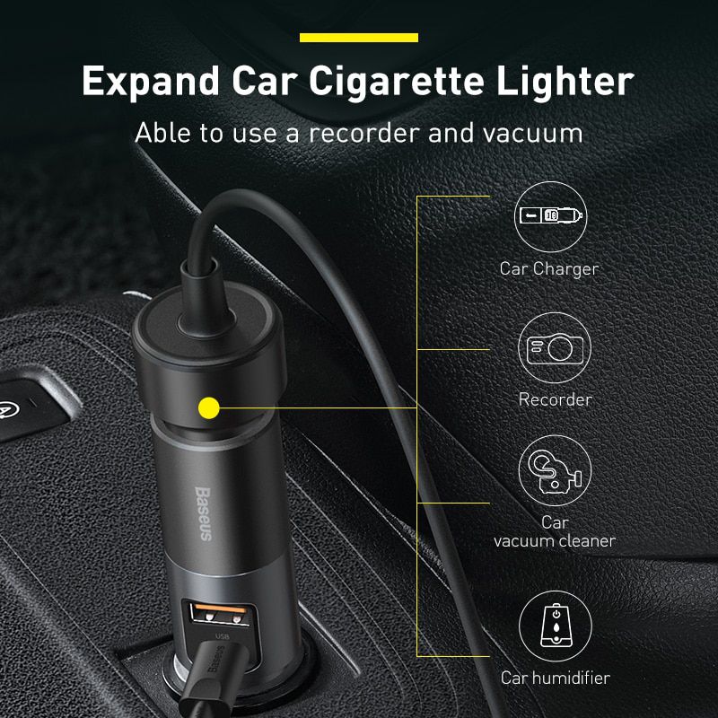 USB Car Charger for Cigarette Lighter Socket 12V QC 4.0 3.0 Type C Fast Charge Expand Charge Adapter in the Car Splitter