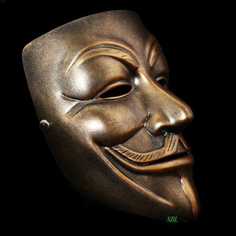 V for Vendetta Resin Mask Halloween Masquerade Anonymous Guy Fawkes Fancy V Masks Dress Adult Costume Cosplay Party Props