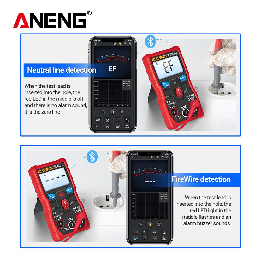 V05B Digital Bluetooth Multimeter Professional Multimetro 6000 Counts Analog AC/DC Currents Voltage Mini Testers True RMS