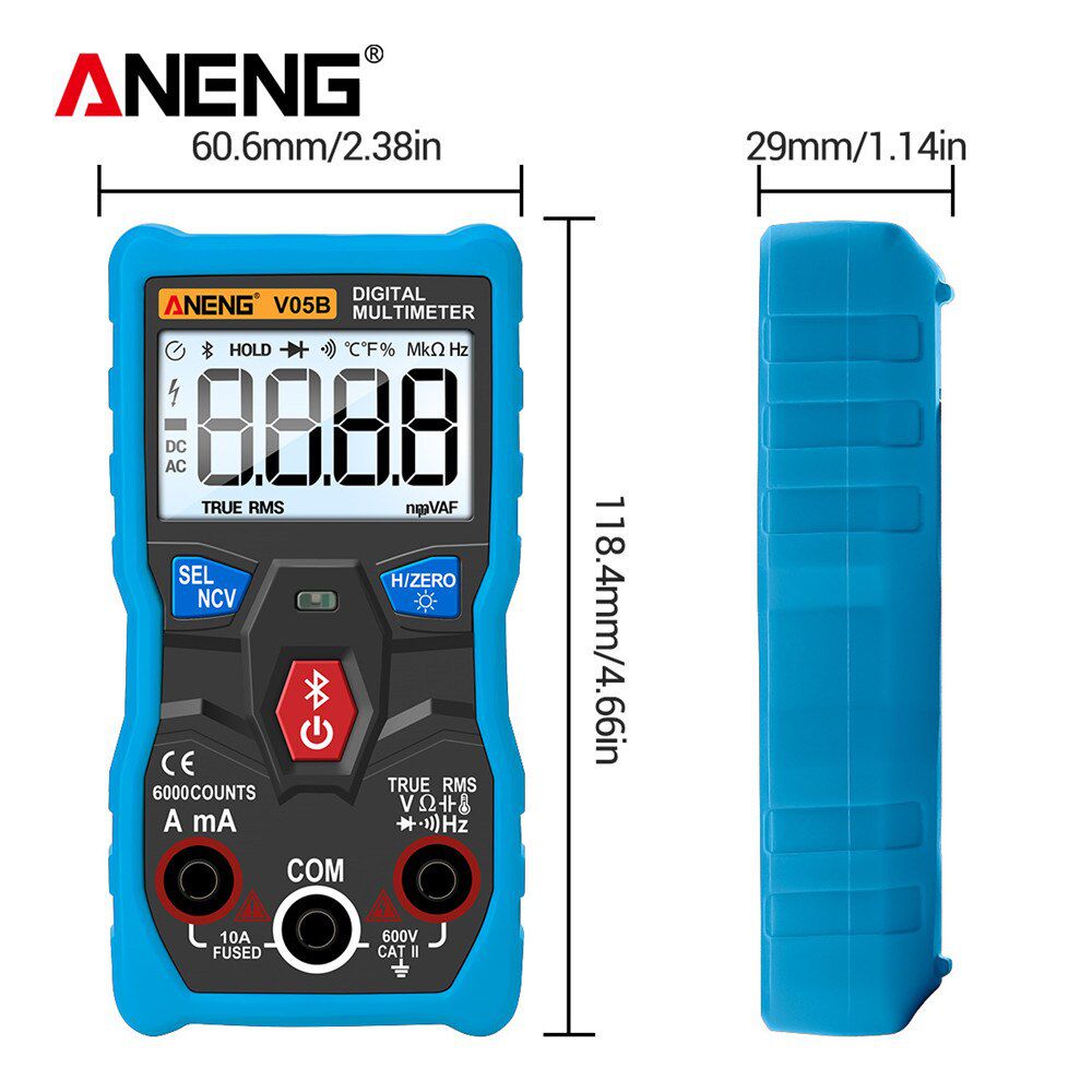 V05B Digital Bluetooth Multimeter Professional Multimetro 6000 Counts Analog AC/DC Currents Voltage Mini Testers True RMS