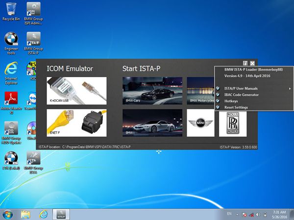 Cheap V2016.7 BMW ICOM Software HDD ISTA-D 3.55.31 ISTA-P 3.59.0.600 with Engineers Programming Windows 7 System