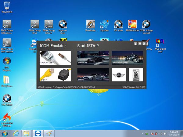 V2017.7 BMW ICOM Software HDD ISTA-D 4.05.32 ISTA-P 3.61.5 with Engineers Programming for Windows 7 System