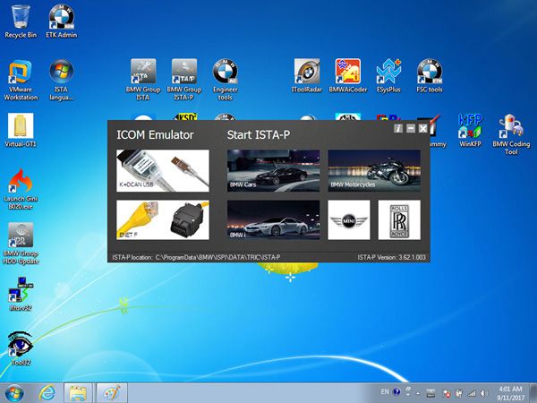 V2017.9 BMW ICOM Software HDD ISTA-D 4.06.31 ISTA-P 3.62.1.003 with Engineers Programming Windows 7 System