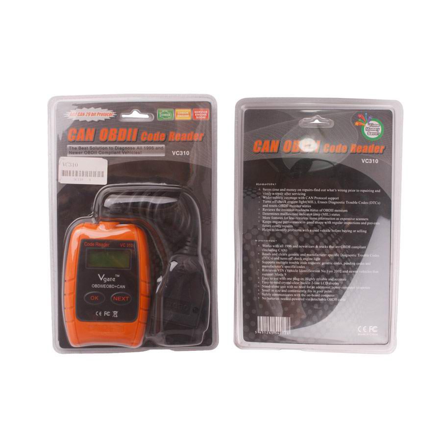 VC310 OBD2 OBDII EOBD CAN Auto Scanner Code Reader & Cleaner Car Diagnostic Tool