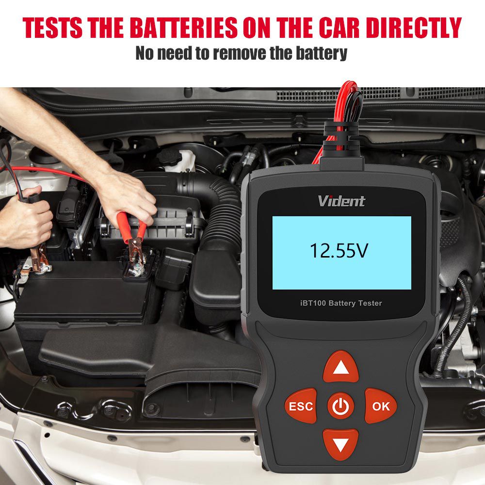 Vident iBT100 12V Battery Analyzer for Flooded, AGM,GEL 100-1100CCA Automotive Tester Diagnostic Tool