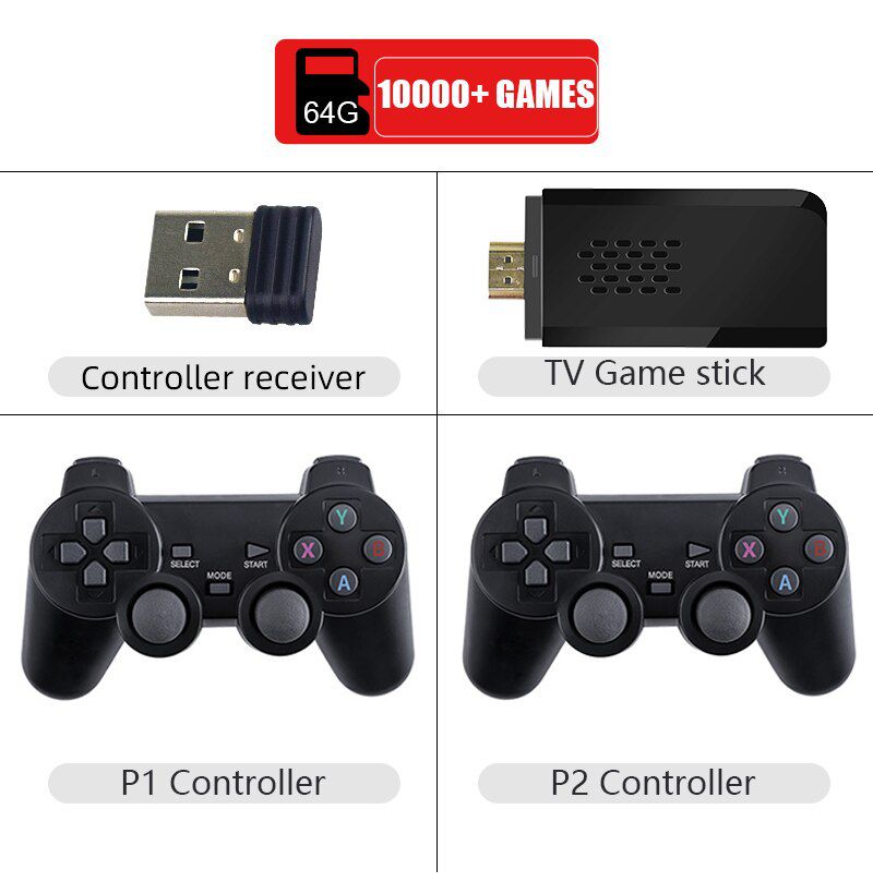 Video Game Console 4K HDMI-Compatible Game Stick Built in 10000 Retro Game TV Dendy Console Support for PS1/FC/GBA