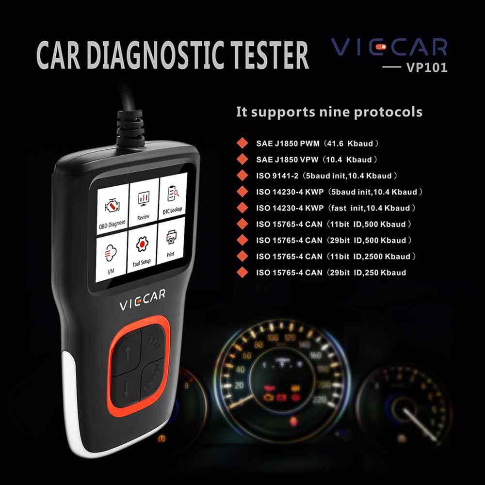 Viecar VP101 OBDII Code Reader OBD2 Fault Code Scanner Full Agreement Auto Scanner Tool