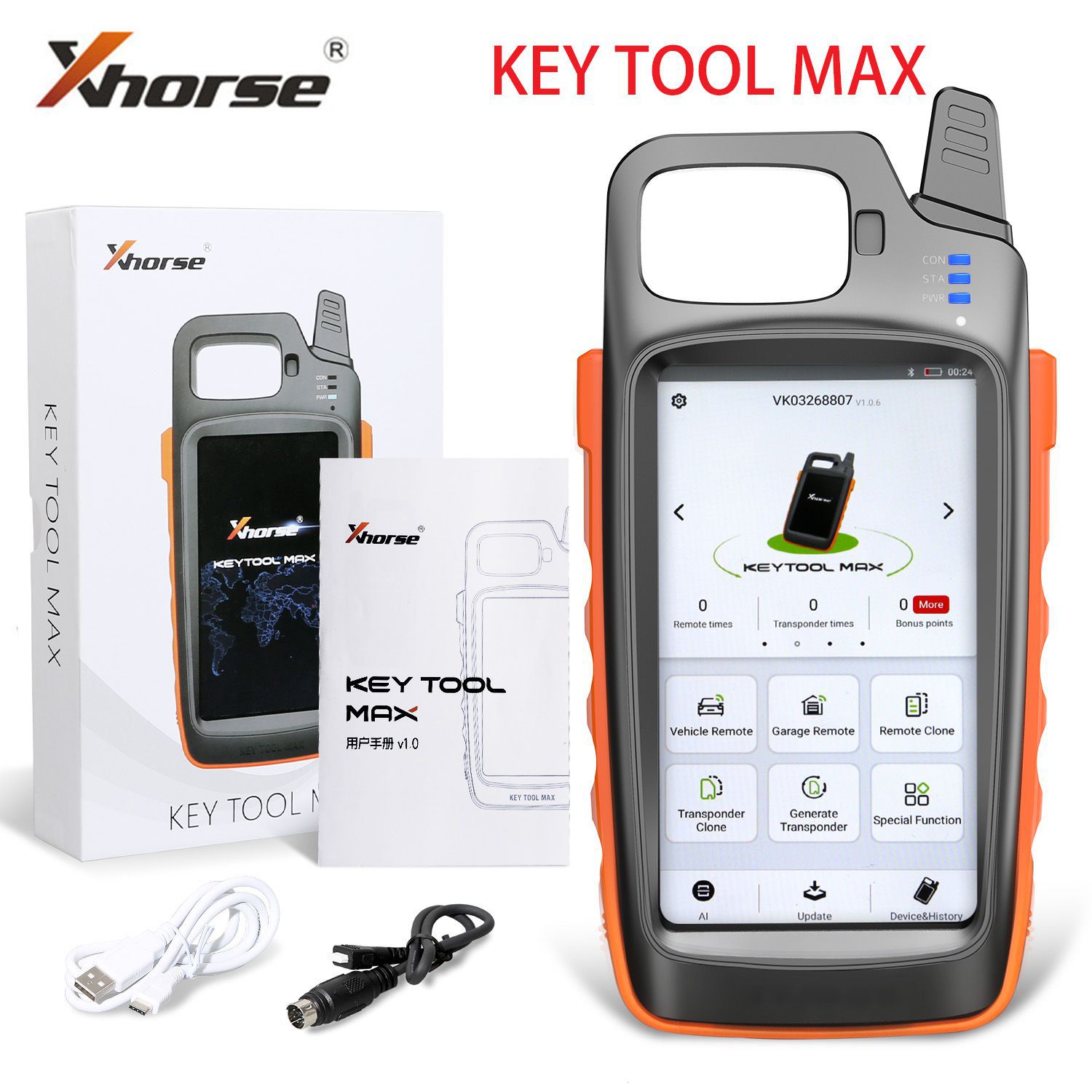 Xhorse VVDI Key Tool Max with MINI OBD Tool Key Programmer plus Toyota 8A All Keys Lost Adapter with Free Renew Soldering Cable