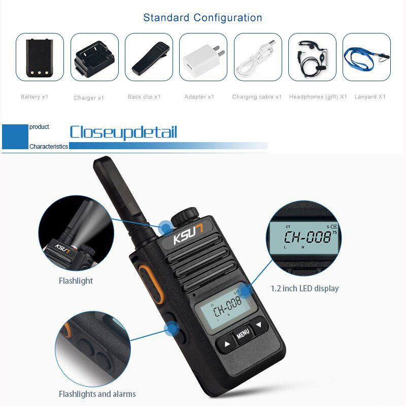 Mini Fashion  KS-XK Bangladesh Professional 6W 4000mAh Walkie Talkie 50km Two-Way Radio