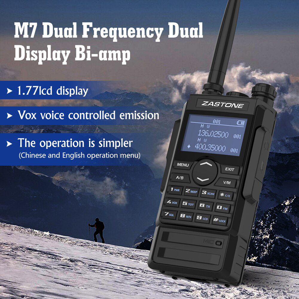 M7 dual band 5W walkie talkie 136-174 400-480mhz 250 channels 2600mah battery hf transceiver ham radio