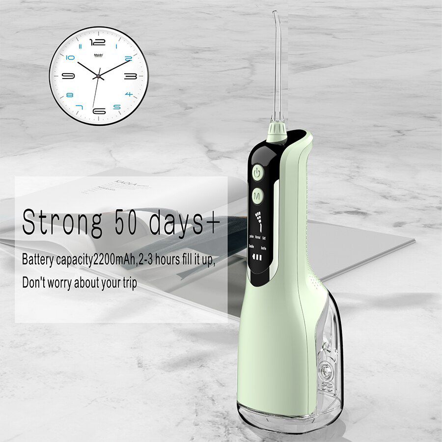 USB Rechargeable Water Flosser Oral Dental Irrigator Portable 5 Modes 200ML Tank Water Jet Waterproof IPX7 Long Working