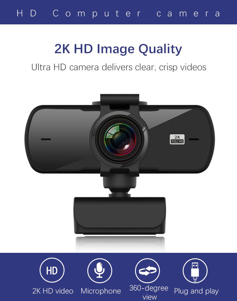 2K Full HD 1080P Web Camera Autofocus With Microphone USB Web Cam For PC Computer Mac Laptop Desktop YouTube Webcamera