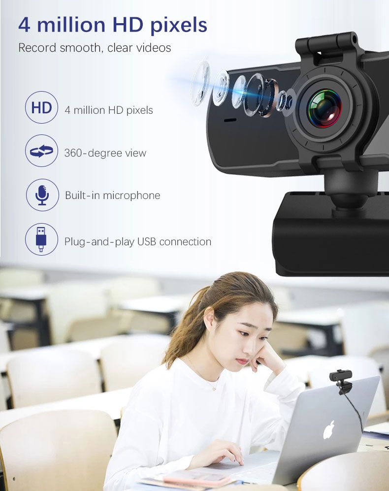 2K Full HD 1080P Web Camera Autofocus With Microphone USB Web Cam For PC Computer Mac Laptop Desktop YouTube Webcamera