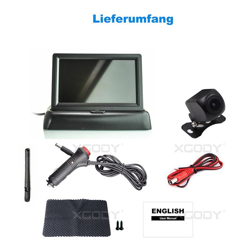 Wireless Digital Rearview Camera + 4.3 "LCD Monitor Screen Foldable Passenger Car TFT Display