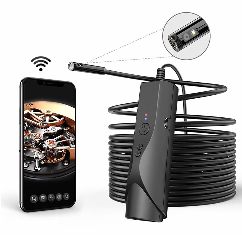 4.9mm Dual Lens Wireless Endoscope 1080P Scope Camera with 6 LED Lights Snake Inspection Camera for Android & iOS Phone Tablet