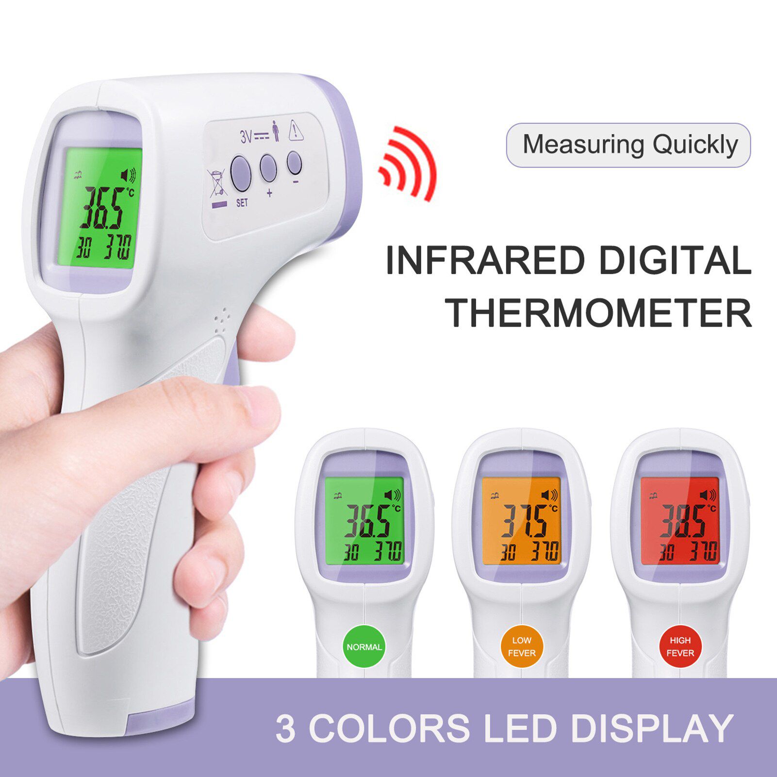 Wrist Blood Pressure Monitor & Fingertip Pulse Oximeter Blood Oxygen Sensor Saturation Monitor & Forehead Infrared Thermometer