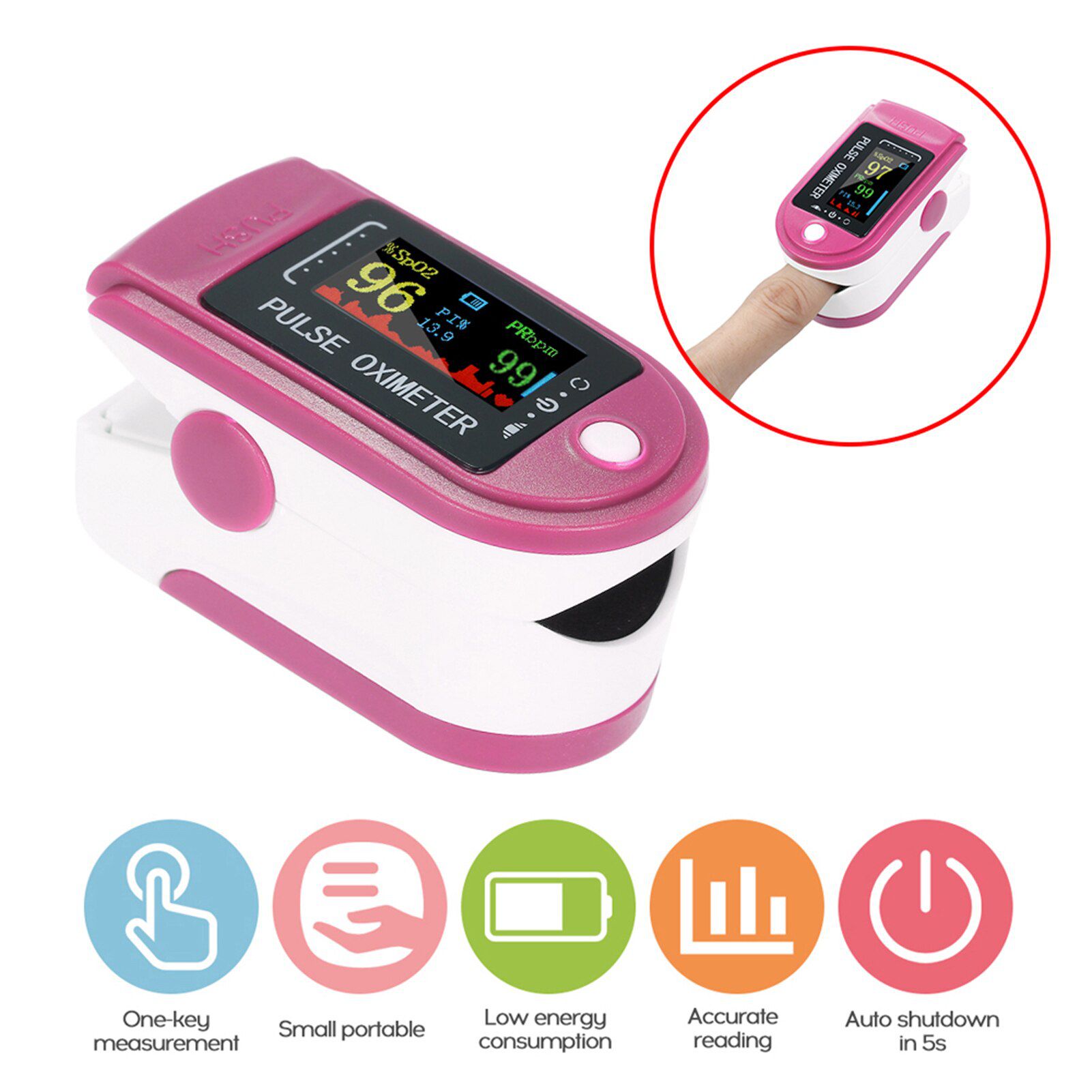 Wrist Blood Pressure Monitor & Fingertip Pulse Oximeter Blood Oxygen Sensor Saturation Monitor & Forehead Infrared Thermometer