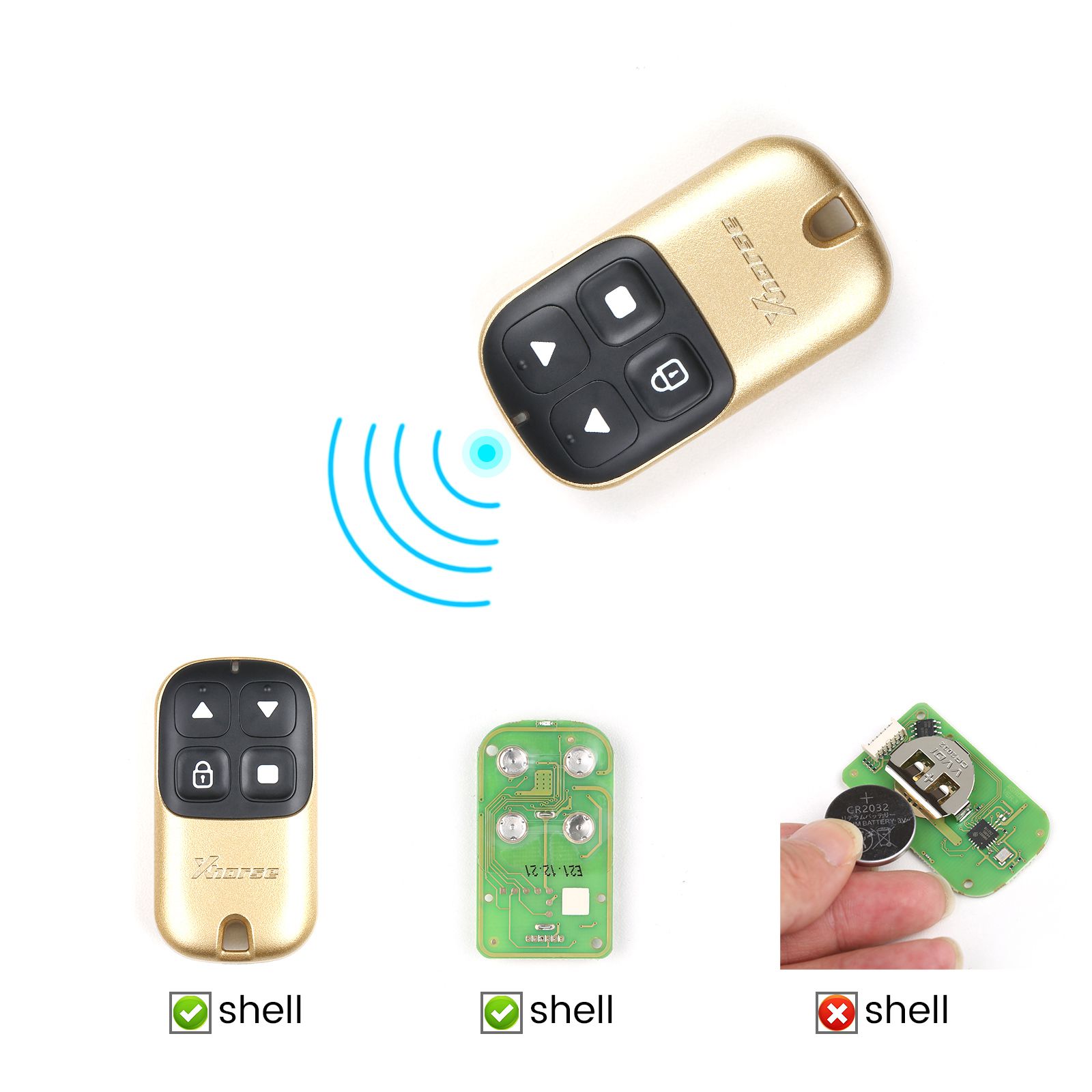 Xhorse XKXH05EN Garage Remote Key 4 Buttons Golden 5pcs/lot