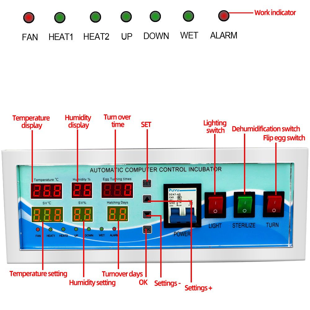 XM-18G Automatic Egg Incubator Controller computer control incubator Hatcher Temperature Humidity Sensors Egg Hatcher Controller