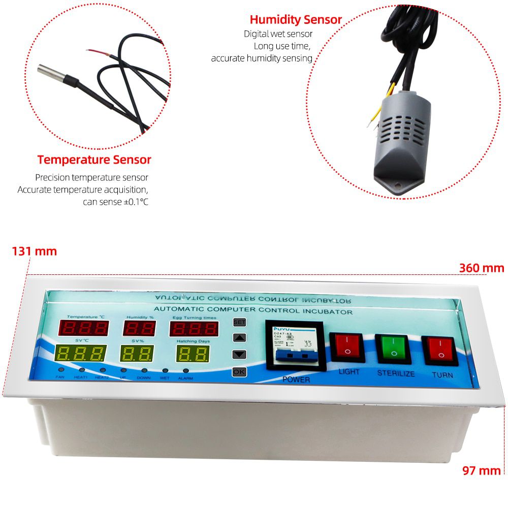 XM-18G Automatic Egg Incubator Controller computer control incubator Hatcher Temperature Humidity Sensors Egg Hatcher Controller