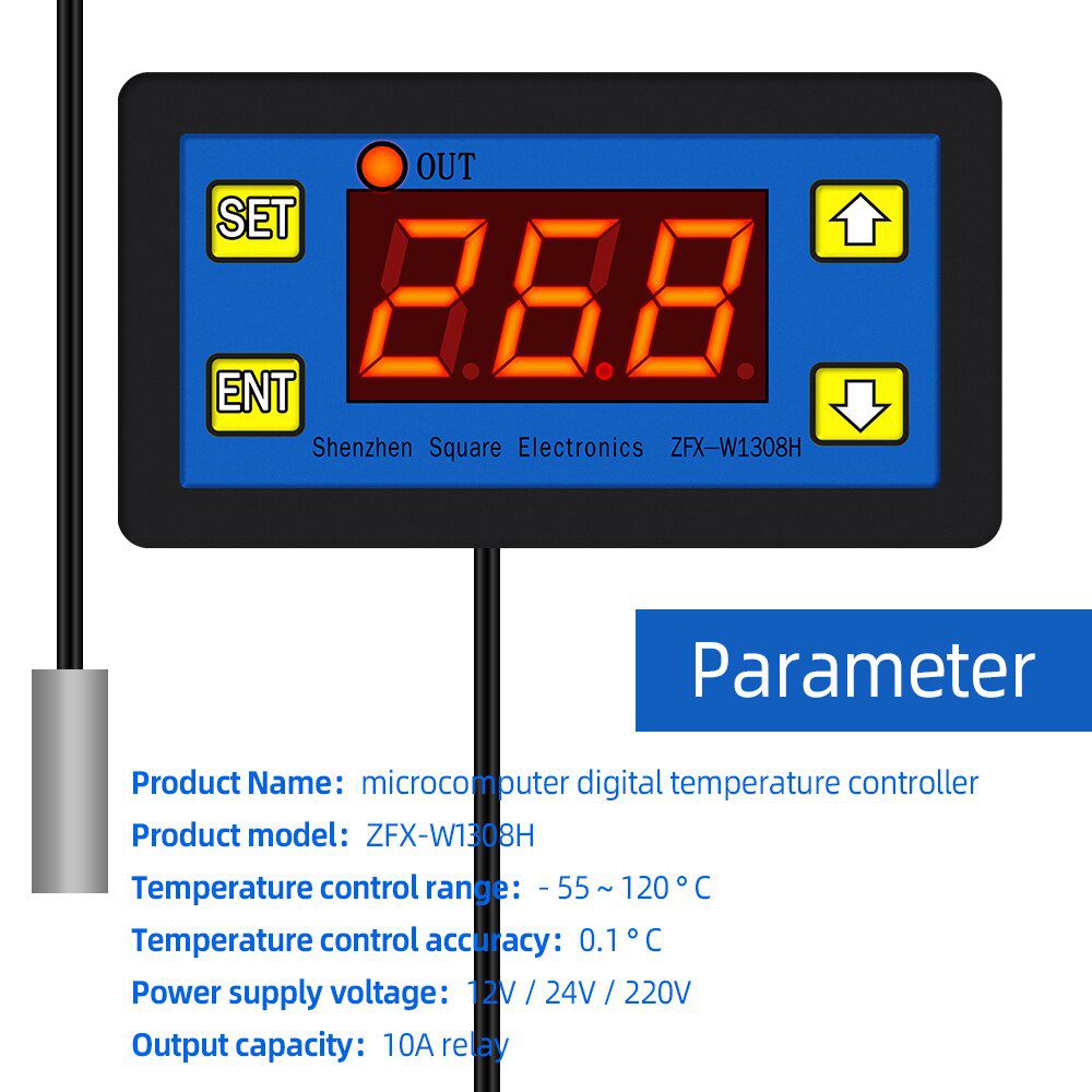 ZFX-W1308H Microcomputer Temperature Controller Thermostat Intelligent Time Controller Adjustable Electronic -55~120 ℃