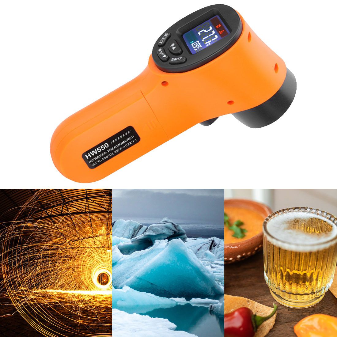 -50~550°C Non-Contact Infrared Kitchen Thermometer