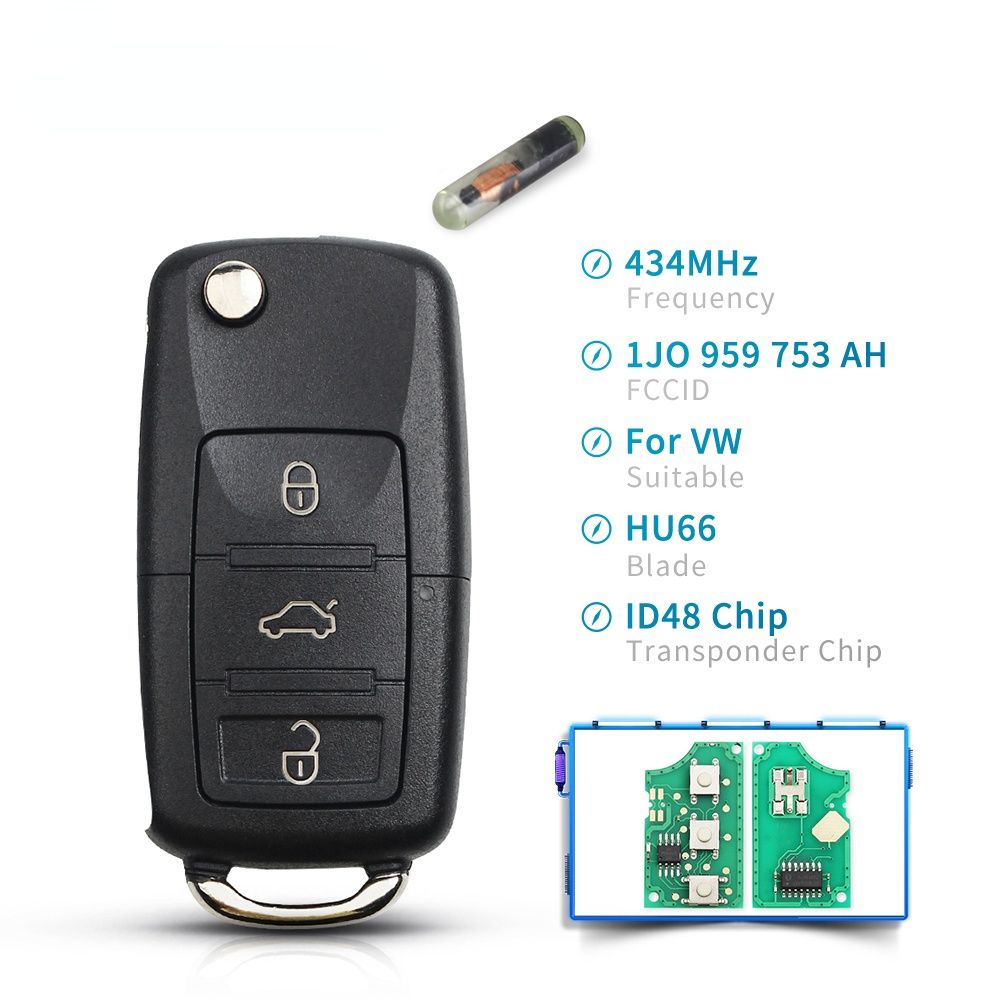 1J0 959 753 AH 3 Buttons Remote Key 