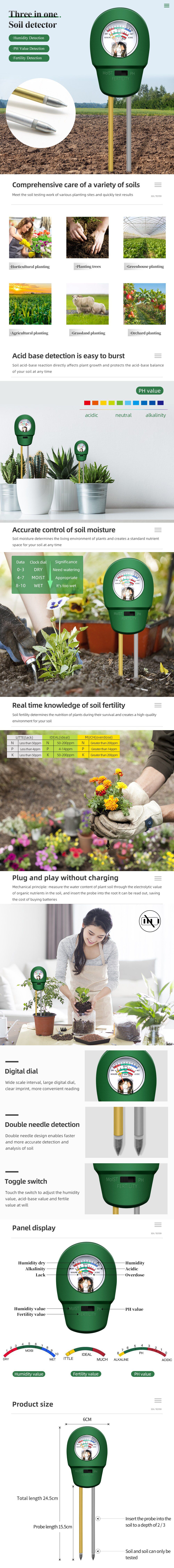 3 in 1 Soil Moisture Fertility Meter