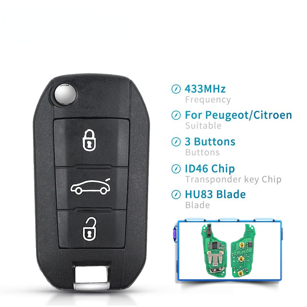 433MHz HELLA ID46 Car Remote Flip Key Citroen C4 Cactus 