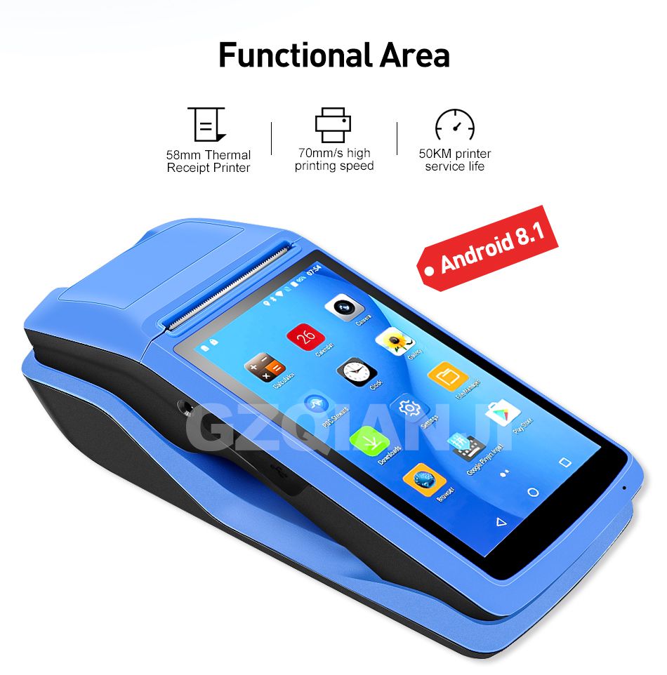 Android PDA NFC POS Receipt Bill Thermal Wifi Bluetooth 