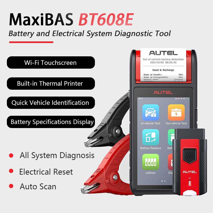 Autel MaxiBAS BT608E Battery and Elextrical System Diagnostic Tool