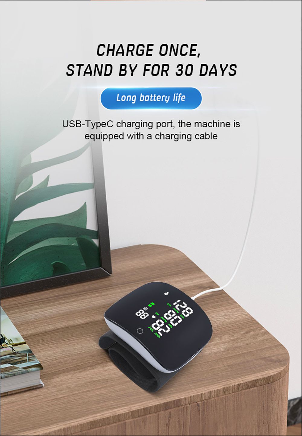 Rechargeable Voice Wrist Blood Pressure Monitor 