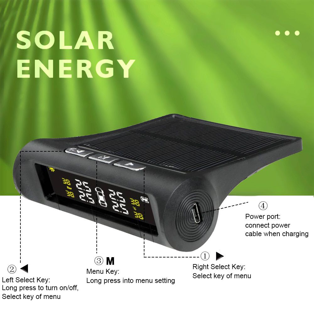 Car TPMS Tyre Pressure Monitoring System Solar Power 