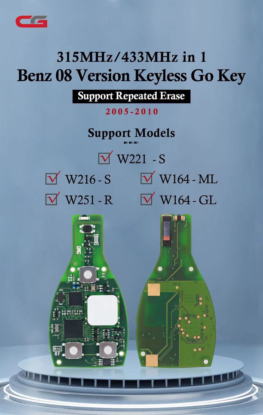 CG BENZ 08 Version Keyless Go Key 2-in-1 315MHz/433MHz