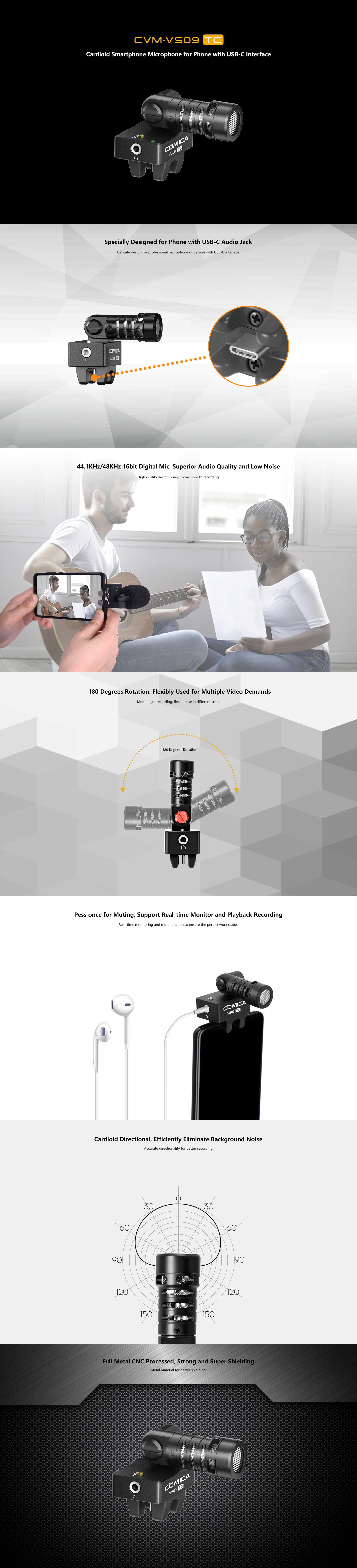 CVM-VS09 TC USB C Connection Cardioid 180 Degree Rotatio