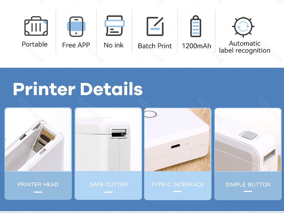 D110 Mini Portable Thermal Label Printer 