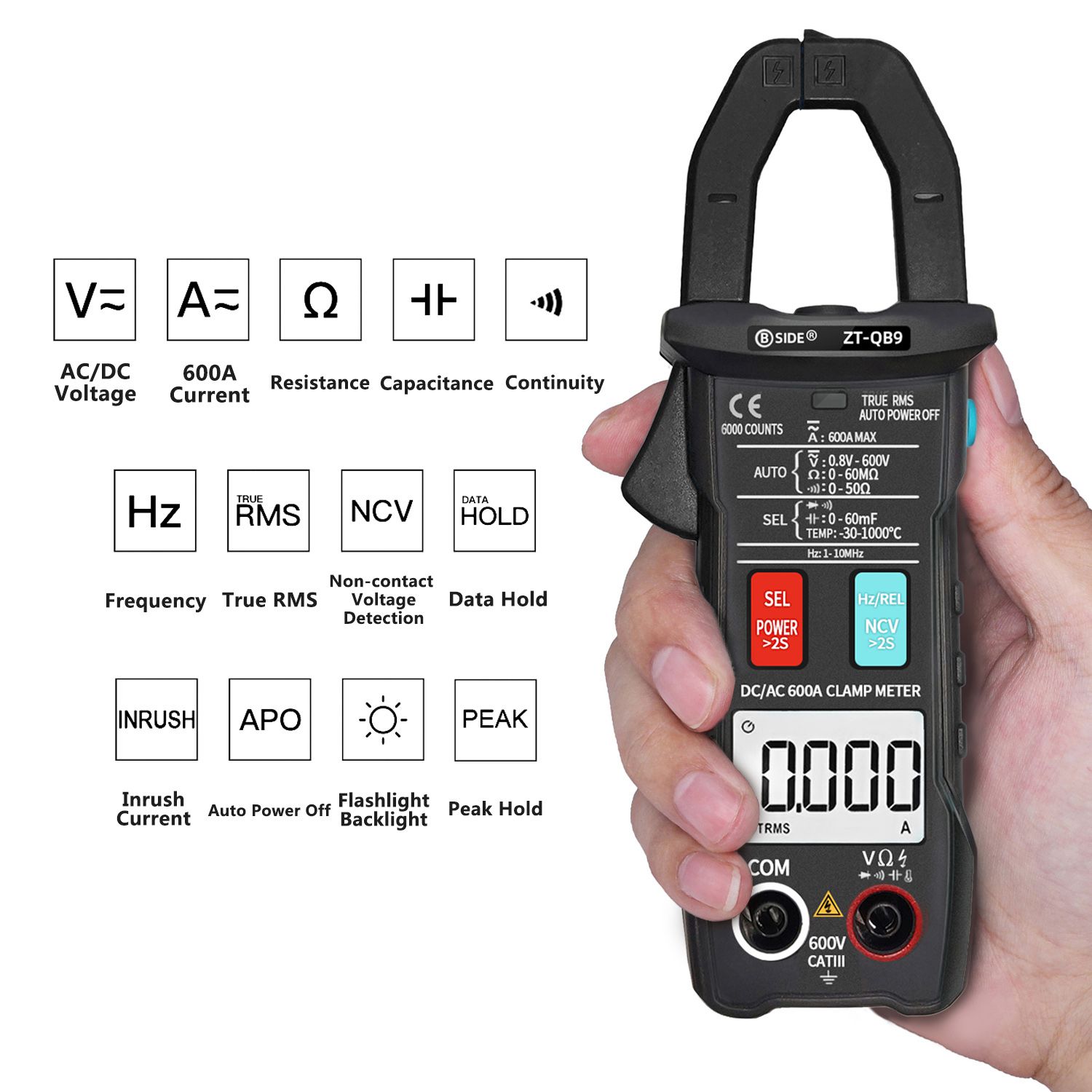 DC/AC 600A Digital Clamp Meter