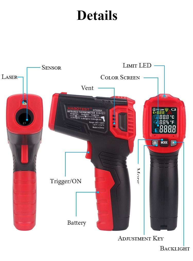 Digital Infrared Thermometer Handheld Temperature Meter