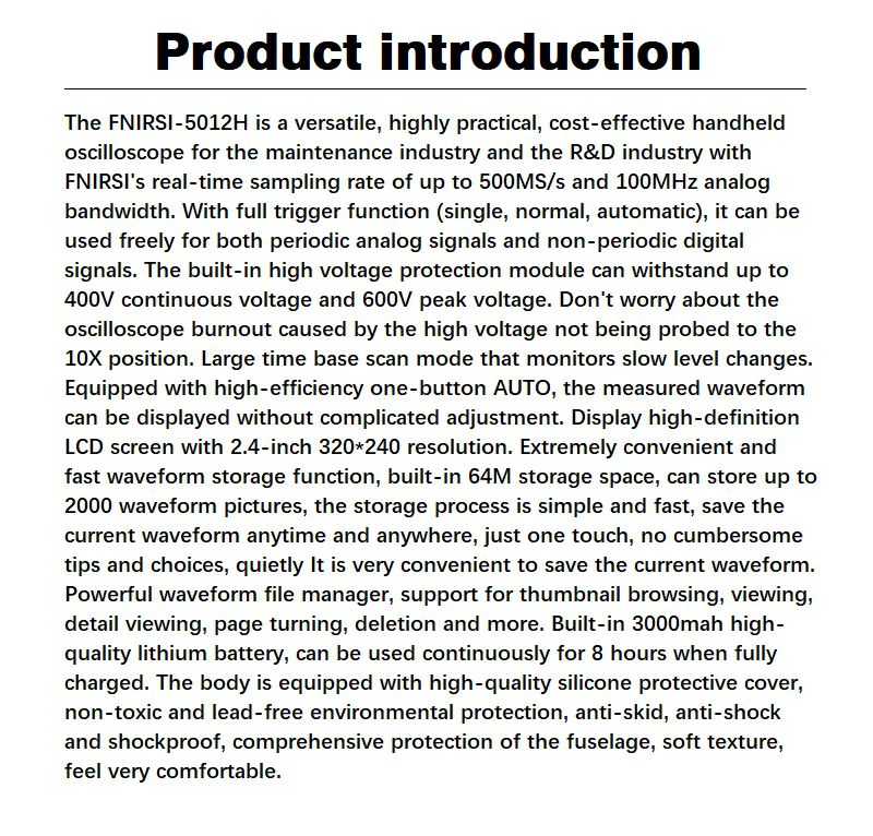 FNIRSI-5012H 2.4-inch Screen Digital Oscilloscope