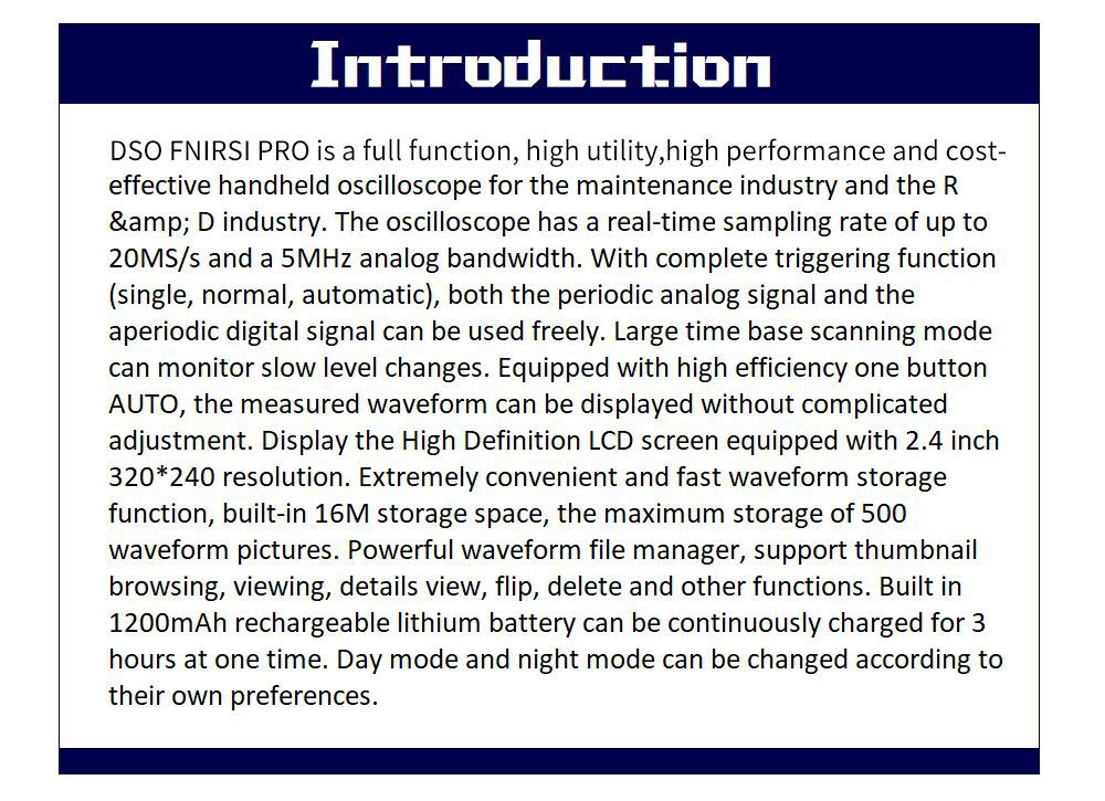 DSO FNIRSI PRO Handheld mini portable digital oscillosco