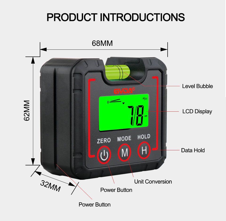 Digital Protractor Inclinometer