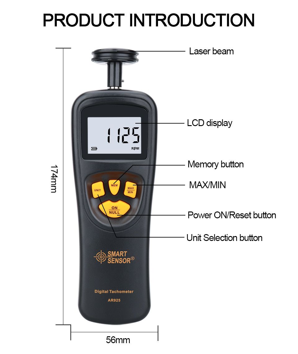 Digital Tachometer Rotational Speed Meter