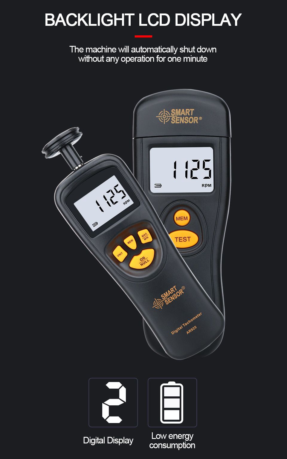 Digital Tachometer Rotational Speed Meter