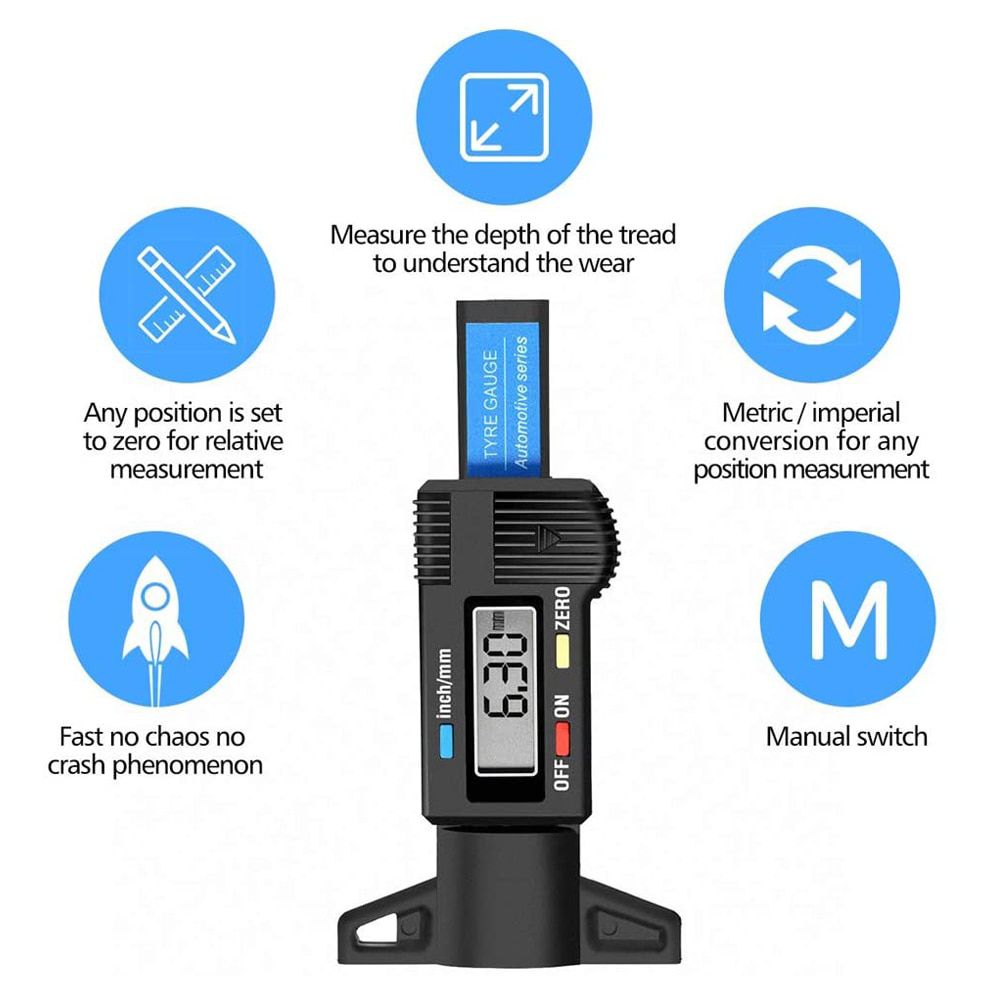 LCD Digital Car Tyre Tire Tread Depth Gauge