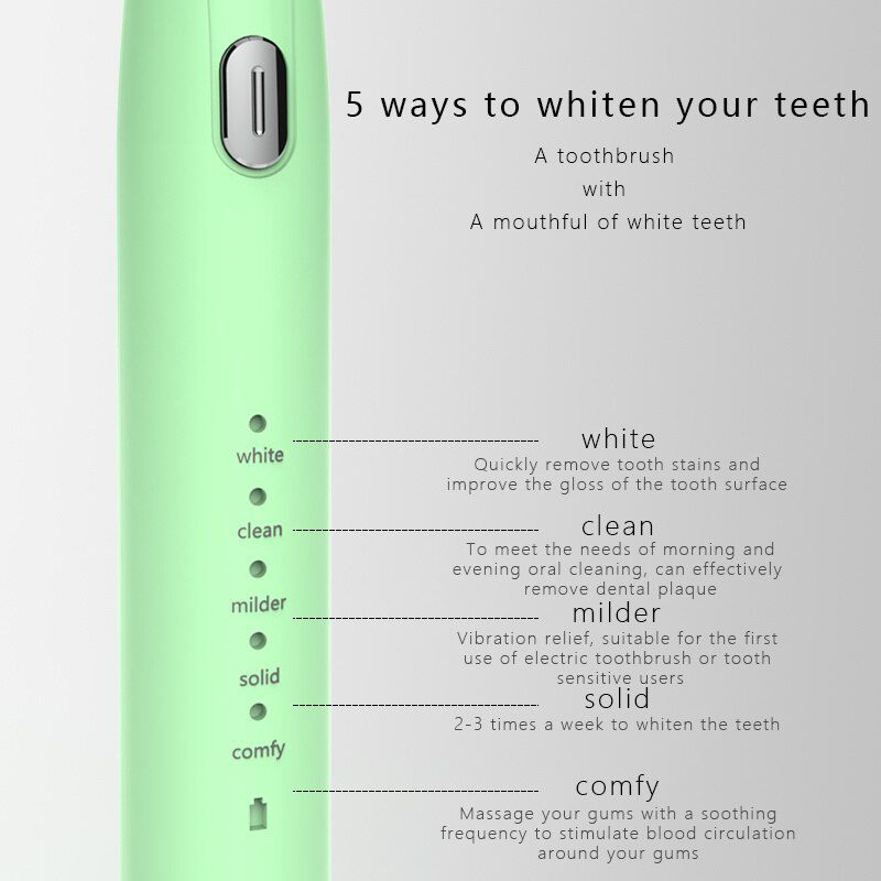 Sonic Electric Toothbrush Adult Timer 