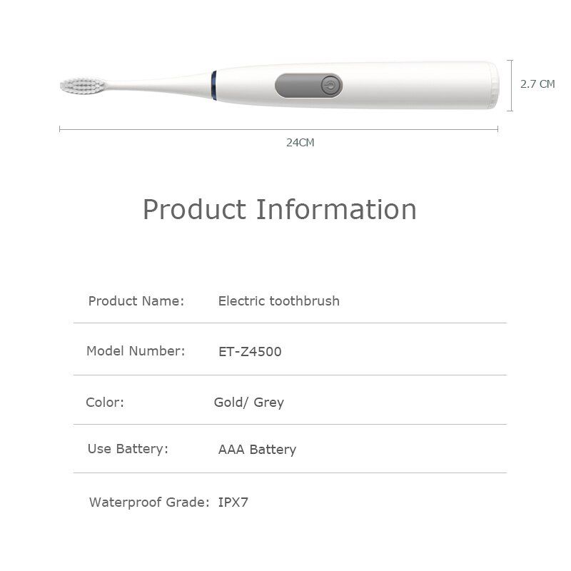 Simple Electric Ultrasonic Automatic Toothbrush Need AA 